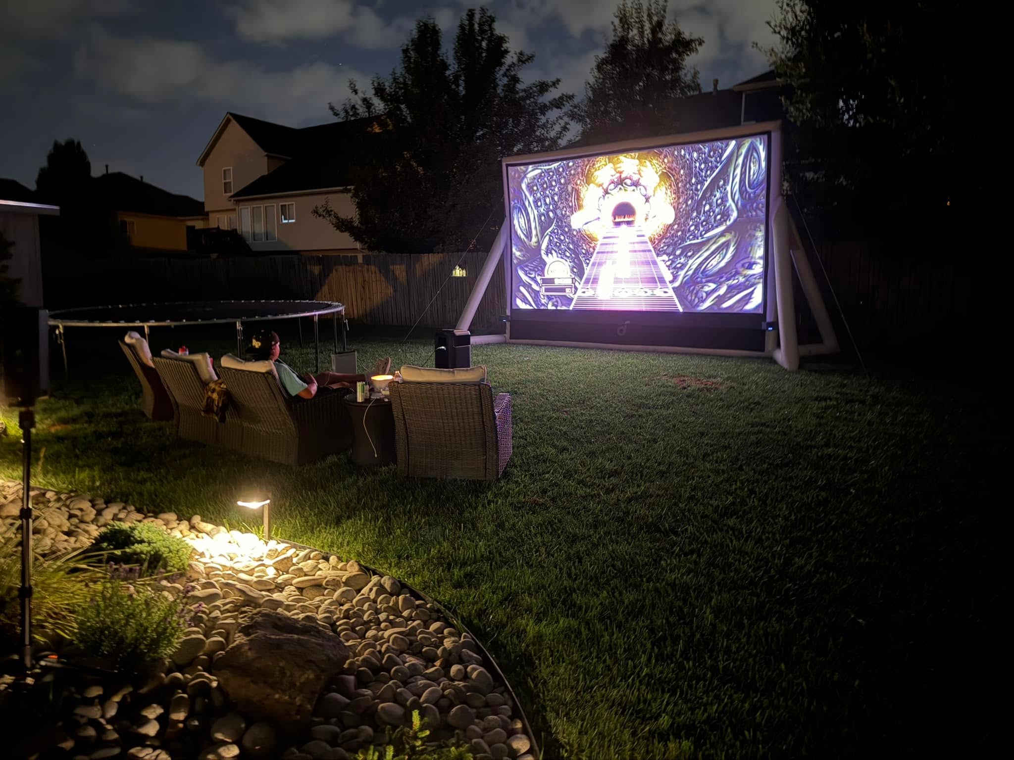 Backyard patio movie night